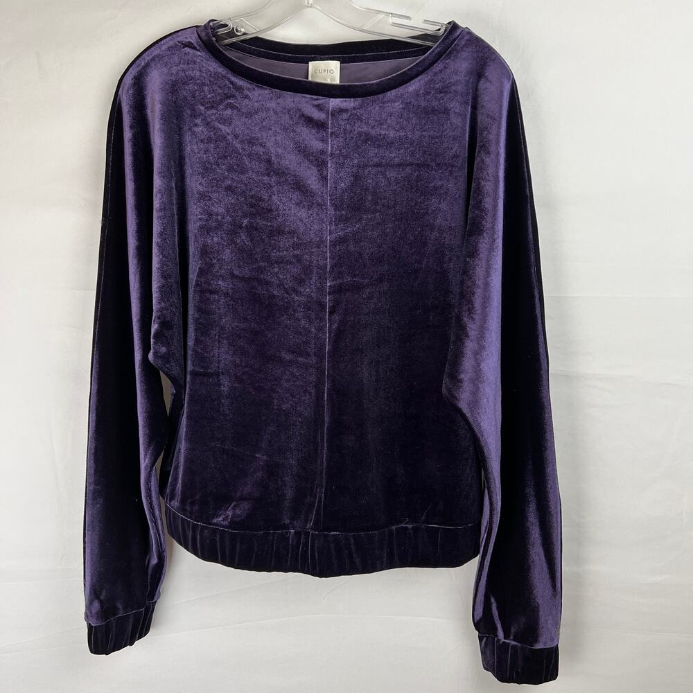Cupio Women's Purple Long Sleeve Velour Chenille Top Size M